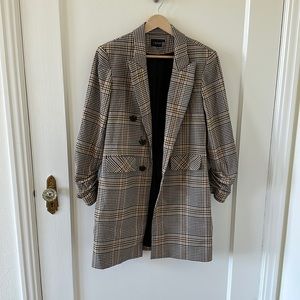 Checkered trench blazer